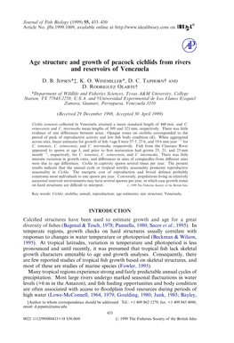 Age Structure and Growth of Peacock Cichlids from Rivers and Reservoirs of Venezuela