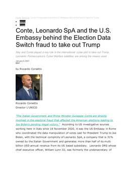 Conte, Leonardo Spa and the U.S. Embassy Behind the Election Data Switch Fraud to Take out Trump