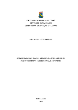 Universidade Federal Do Ceará Centro De Humanidades Curso De Pós-Graduação Em Letras