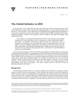 The Global Initiative in 2018