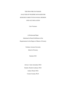 Analysis of Wildfire Managed for Resource Objectives on Soil Erosion