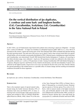 On the Vertical Distribution of Ips Duplicatus, I. Cembrae