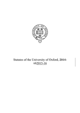Statutes of the University of Oxford, 2014- 152015-16