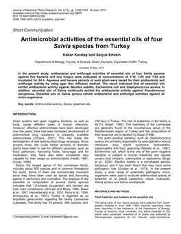 Antimicrobial Activities of the Essential Oils Four Salvia Species