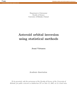 Asteroid Orbital Inversion Using Statistical Methods