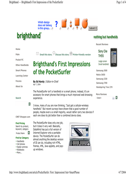 Brighthand's First Impressions of the Pocketsurfer Page 1 of 4