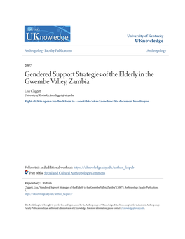 Gendered Support Strategies of the Elderly in the Gwembe Valley, Zambia