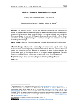 História E Formação Do Mercado Das Drogas*
