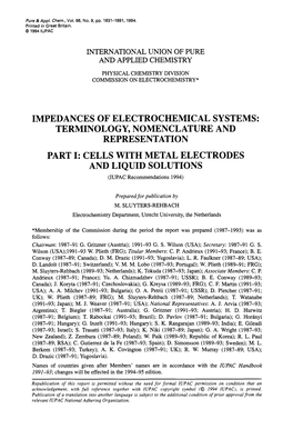 Impedances of Electrochemical Systems