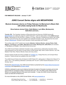 JUNO Concert Series Aligns with MEGAPHONO