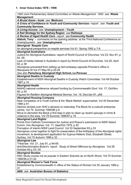 Inner Regional Council for Social Development 1 1. Inner Voice Index 1978