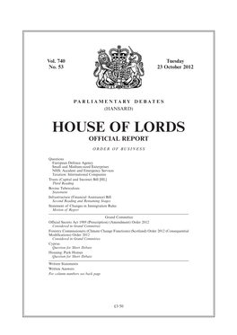 House of Lords Official Report