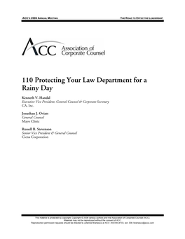 110 Protecting Your Law Department for a Rainy Day