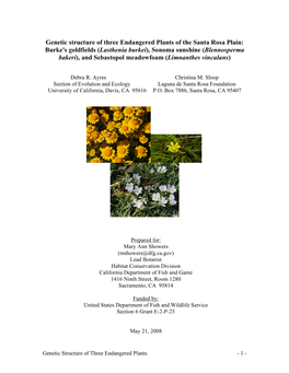 Genetic Structure of Three Endangered Plants of the Santa Rosa Plain