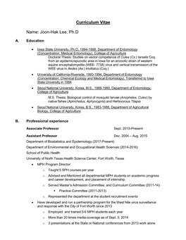 Recommended Format for a Curriculum Vitae