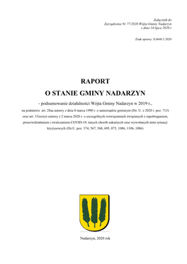 Raport O Stanie Gminy Nadarzyn