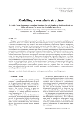 Modelling a Wormhole Structure