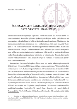 Suomalaisen Lakimiesyhdistyksen Sata Vuotta 1898–19981