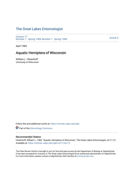 Aquatic Hemiptera of Wisconsin