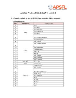 Andhra Pradesh State Andhra Pradesh State Fibernet