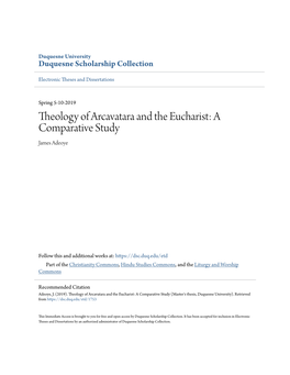 Theology of Arcavatara and the Eucharist: a Comparative Study James Adeoye