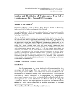 Isolation and Identification of Trichocomaceae from Soil by Morphology and Three Regions DNA Sequencing