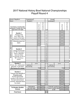 2017 National History Bowl National Championships Playoff Round 4