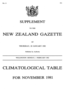 New Zealand Gazette Climatological Table