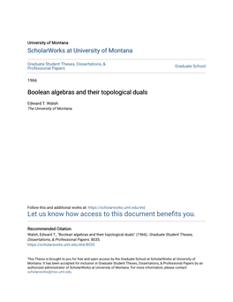 Boolean Algebras and Their Topological Duals