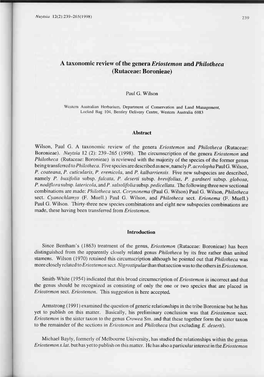 A Taxonomic Review of the Genera Eriostemon and Philotheca