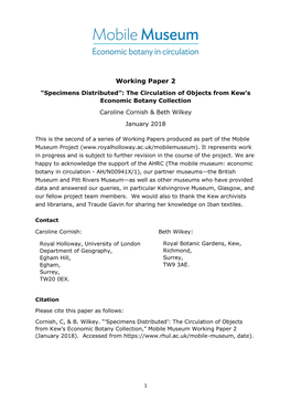 The Circulation of Objects from Kew's Economic Botany Collection