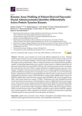 Kinome Array Profiling of Patient-Derived Pancreatic Ductal Adenocarcinoma Identifies Differentially Active Protein Tyrosine