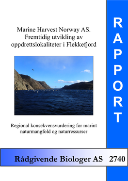 Marine Harvest Norway AS. Fremtidig Utvikling Av Oppdrettslokaliteter I Flekkefjord