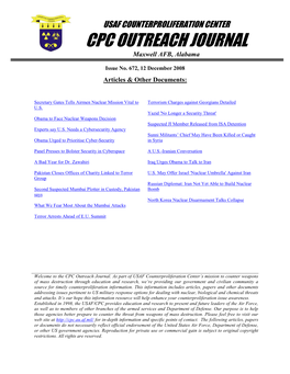 USAF Counterproliferation Center CPC Outreach Journal #672