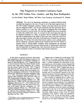 Slip Triggered on Southern California Faults by the 1992 Joshua Tree, Landers, and Big Bear Earthquakes