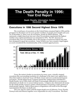 The Death Penalty in 1996: Year End Report