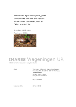 Introduced Agricultural Pests, Plant and Animals Diseases and Vectors in the Dutch Caribbean, with an “Alert Species” List