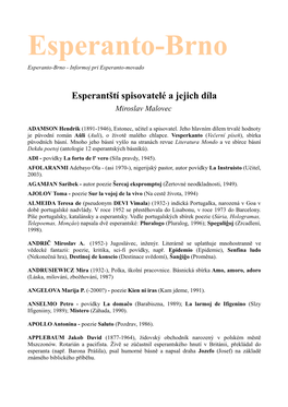 Esperanto-Brno Esperanto-Brno - Informoj Pri Esperanto-Movado