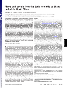 Plants and People from the Early Neolithic to Shang Periods in North China