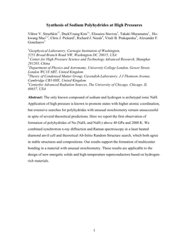 Synthesis of Sodium Polyhydrides at High Pressures