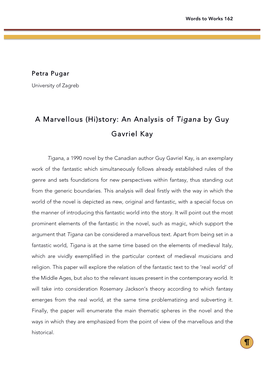 An Analysis of Tigana by Guy Gavriel