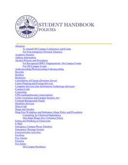 Student Handbook Policies