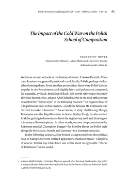 The Impact of the Cold War on the Polish School of Composition