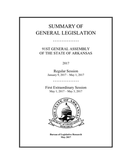 2017R & 2017S1 Legislative General Summary