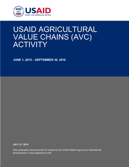 Usaid Agricultural Value Chains (Avc) Activity