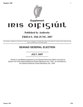 Seanad General Election, July 2007