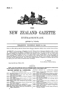 New Zealand Gazette Extraordinary