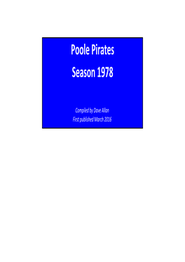 Poole Pirates Season 1978