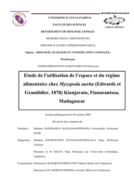 Etude De L'utilisation De L'espace Et Du Régime