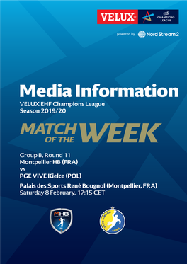 Media Information VELUX EHF Champions League Season 2019/20